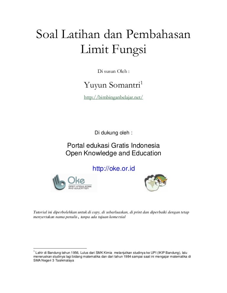 Soal Latihan Dan Pembahasan Limit Fungsi Soal Latihan Dan Pembahasan Limit Fungsi