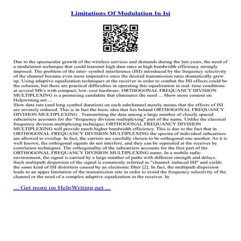 Limitations Of Modulation In Isi