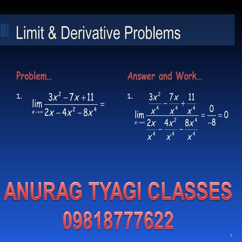 Limit & Derivative Problems by ANURAG TYAGI CLASSES (ATC)