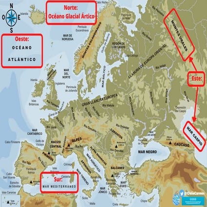 Limites de Europa  mapa físico con   ríos