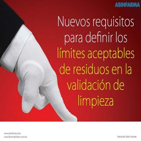 Limites aceptables de residuos en la Validación de Limpieza