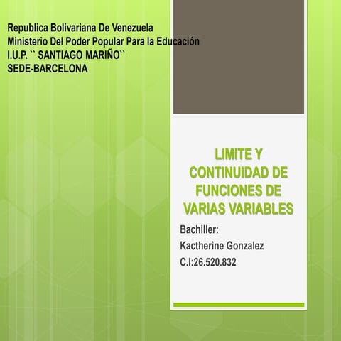 Limite y continuidad de funciones de varias variables