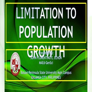 LIMITATION TO POPULATION GROWTH