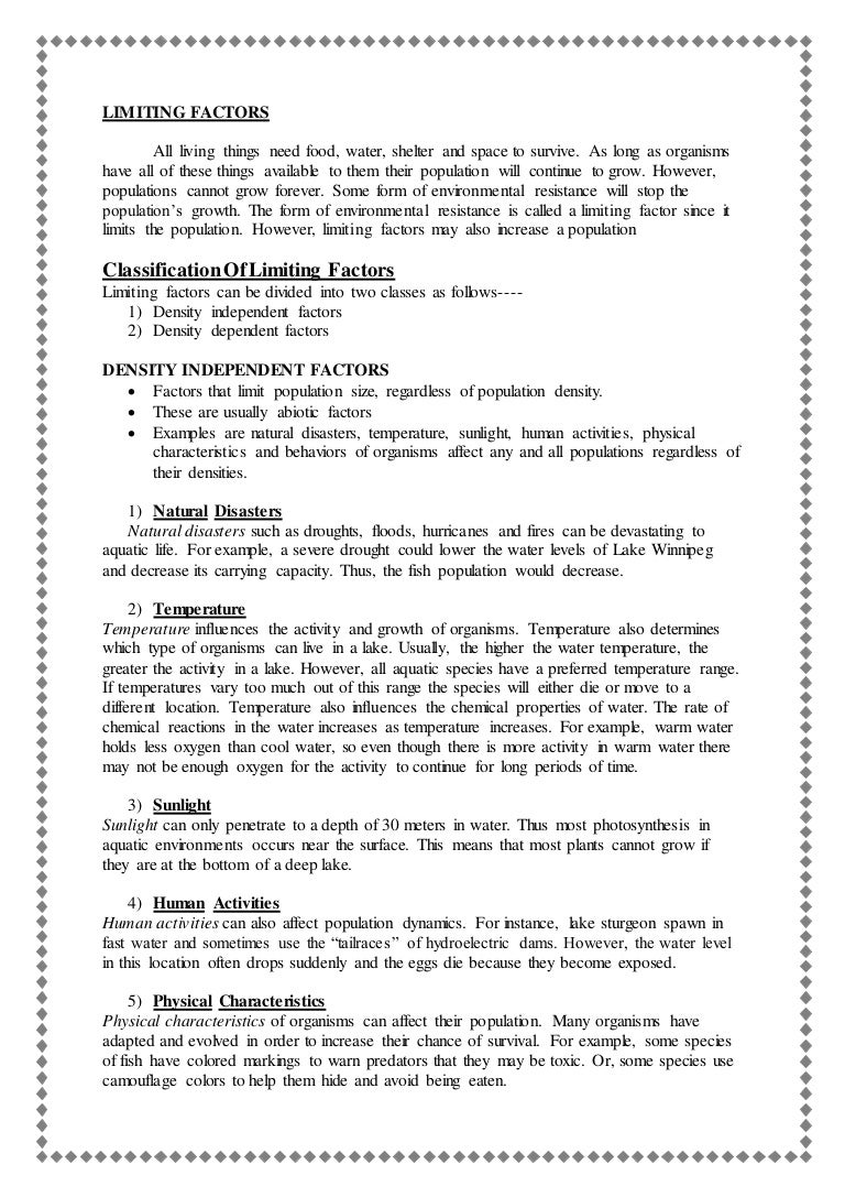 Worksheets Limiting Factors Worksheet limiting factors