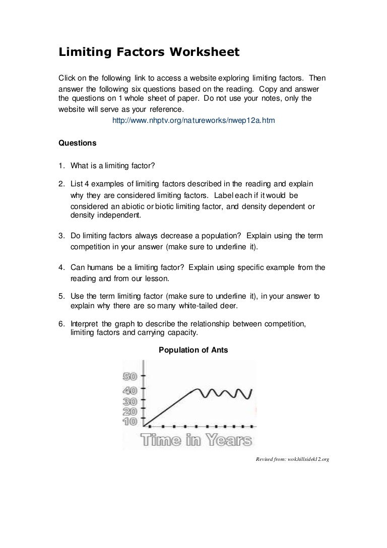 Worksheets Limiting Factors Worksheet limiting factors worksheet