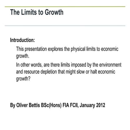 Limits to growth jan 2012   part 1