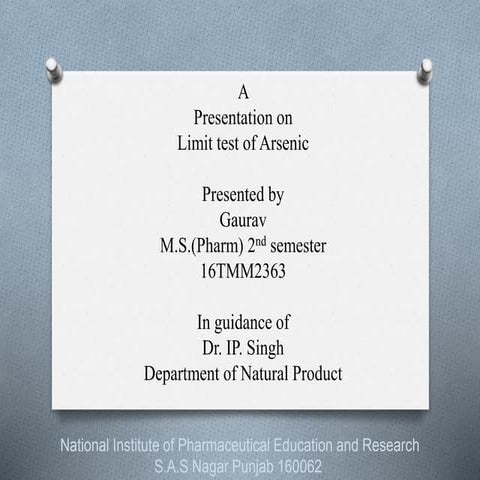 Limit test of Arsenic 