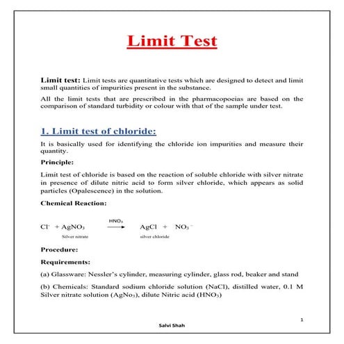 Limit Tests_Pharmacy_Pharmaceutical Inorganic Chemistry_1st Sem