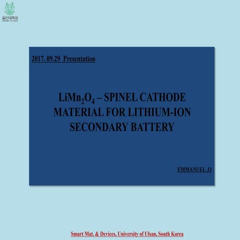Li mn2o4   spinel cathode material for lithium-ion secondary battery by emman...