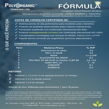 Limpador Desinfetante Alcalino