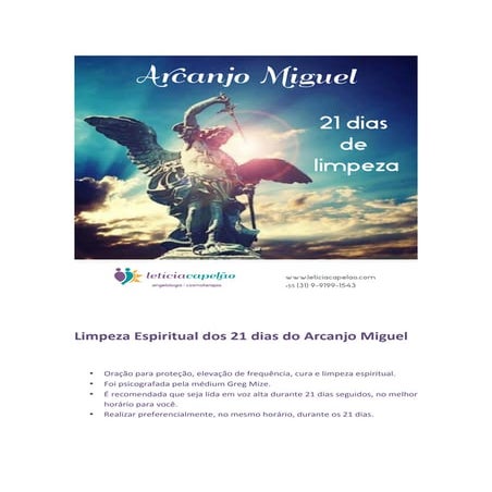 Limpeza Espiritual 21 Dias Arcanjo Miguel | PDF