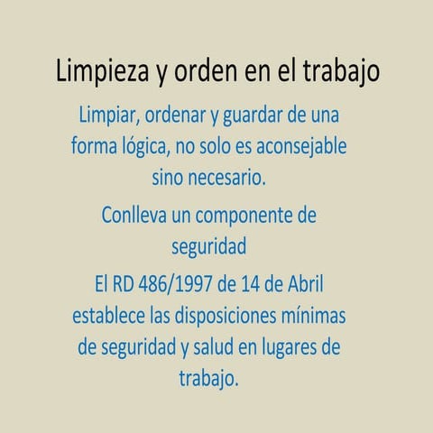 Limpieza Y Orden En El Trabajo