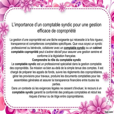L’importance d’un comptable syndic pour une gestion efficace de copropriété.ppt