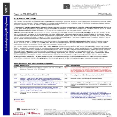 Lincoln Crowne & Company Engineering & Contractors report no 112 20150529