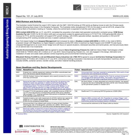 Lincoln Crowne & Company Engineering & Contractors Report No 121 31072015