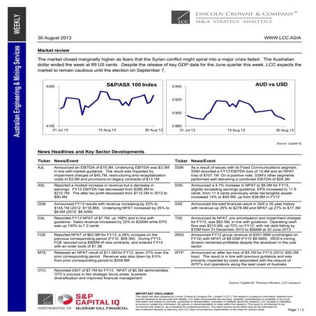 Lincoln crowne engineering mining services 30 august 2013