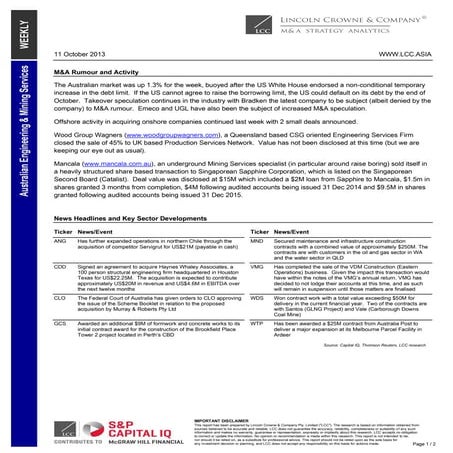 Lincoln crowne engineering mining services weekly 11102013