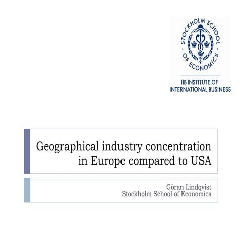 Geographical industry concentration in Europe compared to USA