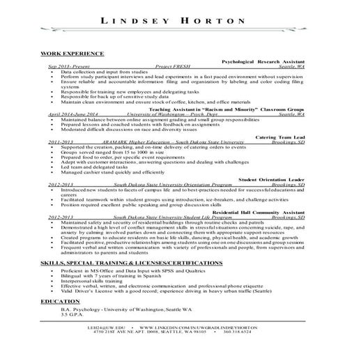 Lindsey Horton's Resume