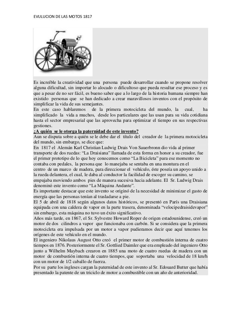 Linea de tiempo de la evolucion de las motos