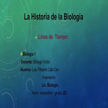 Linea del tiempo de la historia de la biología Instituto Tecnológico de Chetumal