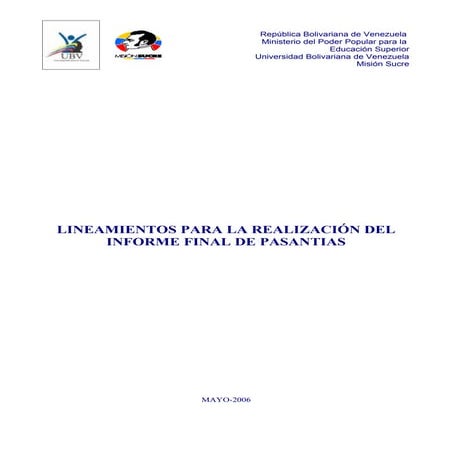  Lineamientos informe pasantias gestion ambiental ubv
