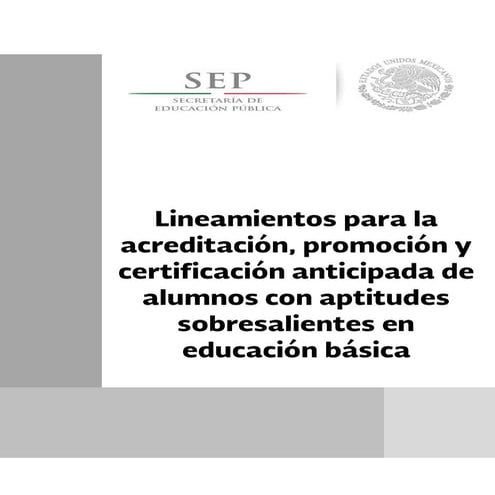 Lineamientos para alumnos con Aptitudes Sobresalientes