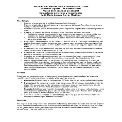 Lineamientos del curso