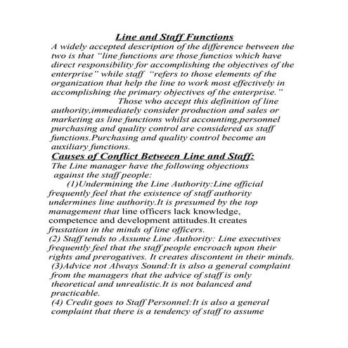 Line and staff functions