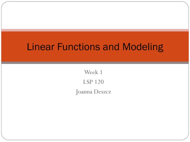 Linear functions and modeling