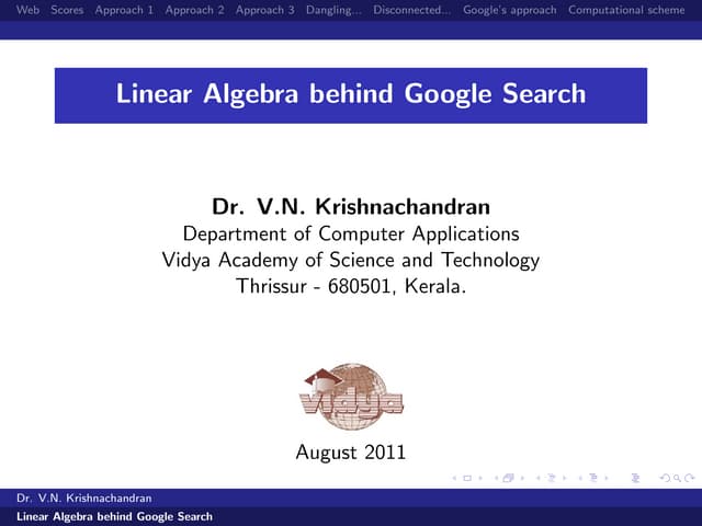 Linear algebra behind Google search