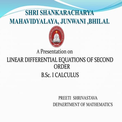 Linear differential equation of second order | PPTX