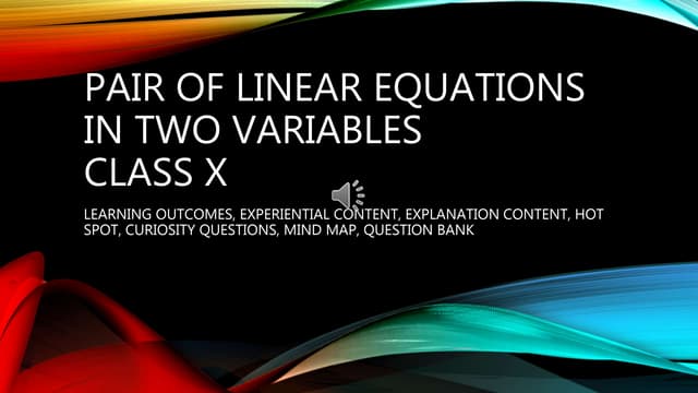 Pair Of Linear Equations In Two Variables | PPTX | Physics | Science