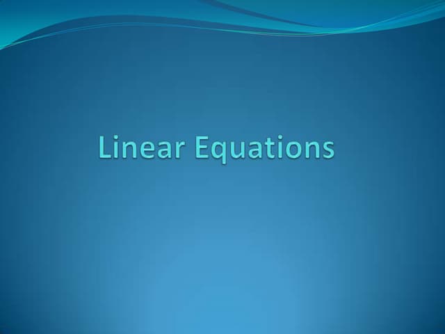 Linear equations