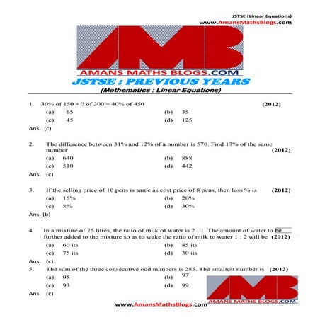 Linear equations in 2 variables