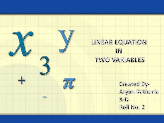 Linear equations Class 10 by aryan kathuria