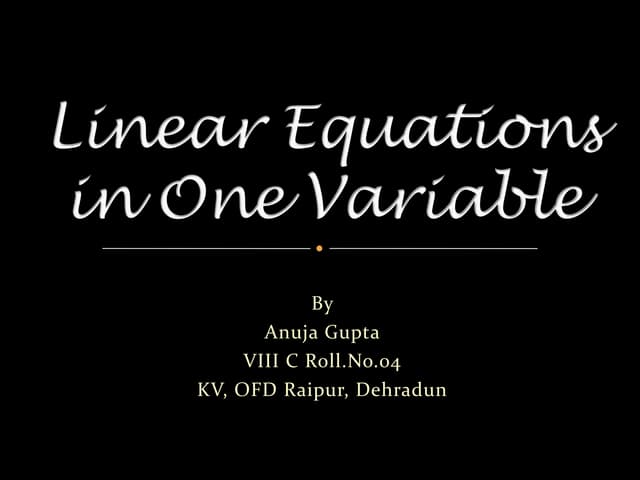 Linear equations in one variable