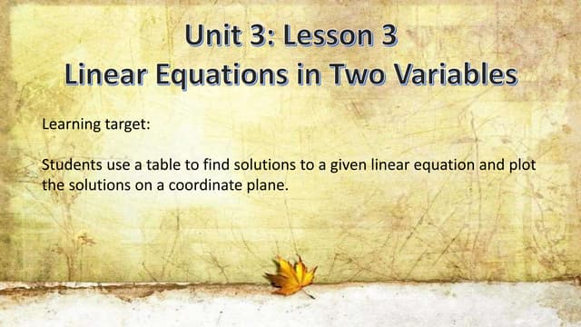 Linear equations in two variables | PPTX