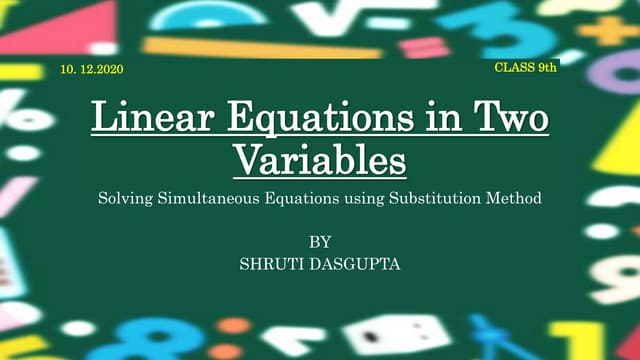 Linear equations in Two variables | PPT