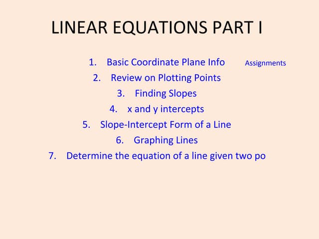 Linear equations part i