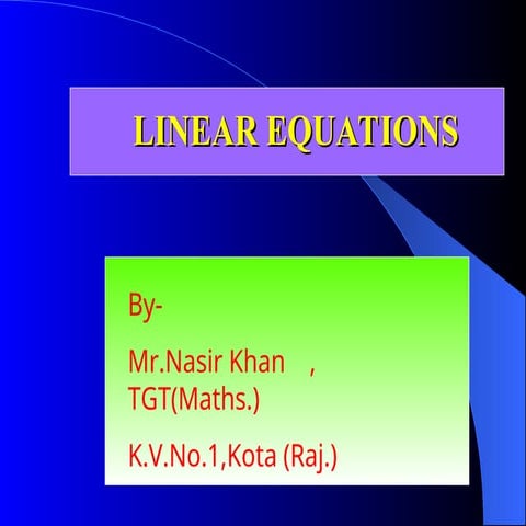 A pair of linear Equations in Two Variables | PPT