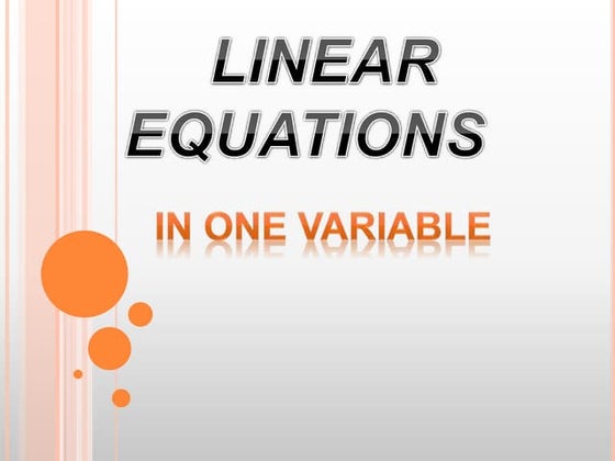 Linear equtions with one variable