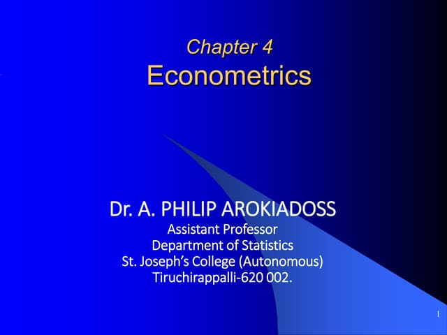 Linear Models And Econometrics Chapter 4 Econometrics Ppt Linear Models And Econometrics Chapter 4 Econometrics Ppt