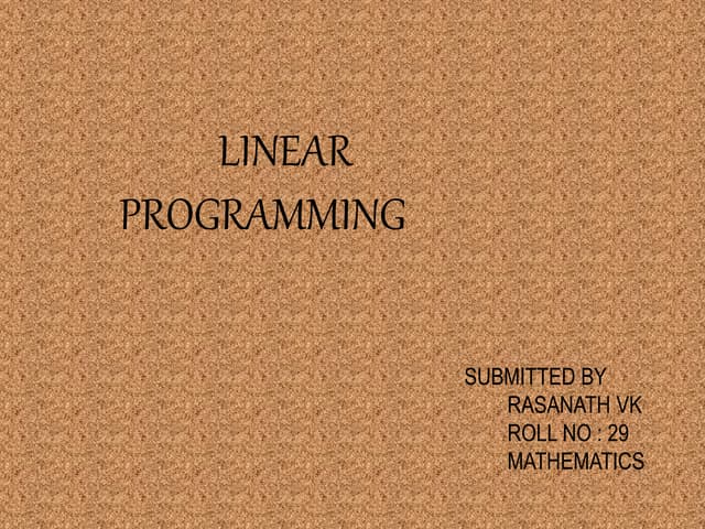 Linear programming | PPT
