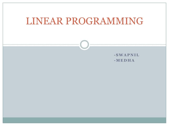 Linear programming | PPT
