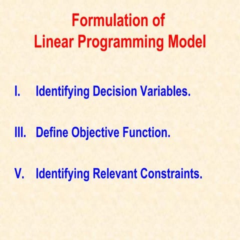 Linear programming | PPT | Business | Business and Finance