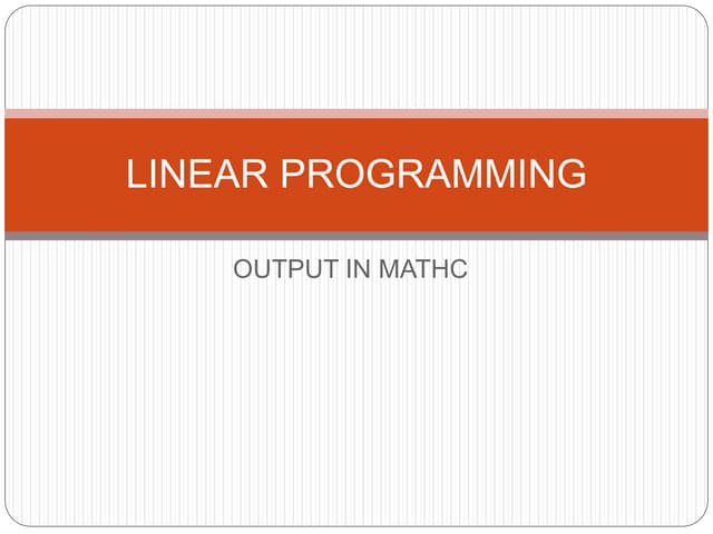 Linear programming | PPT