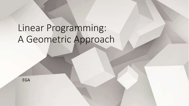 Linear programming: A Geometric Approach