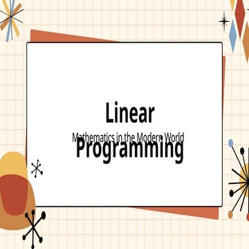 Linear Programming in mathematics in the modern world