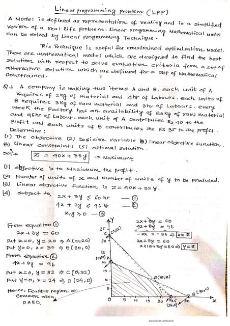 Linear programming problem. | PDF
